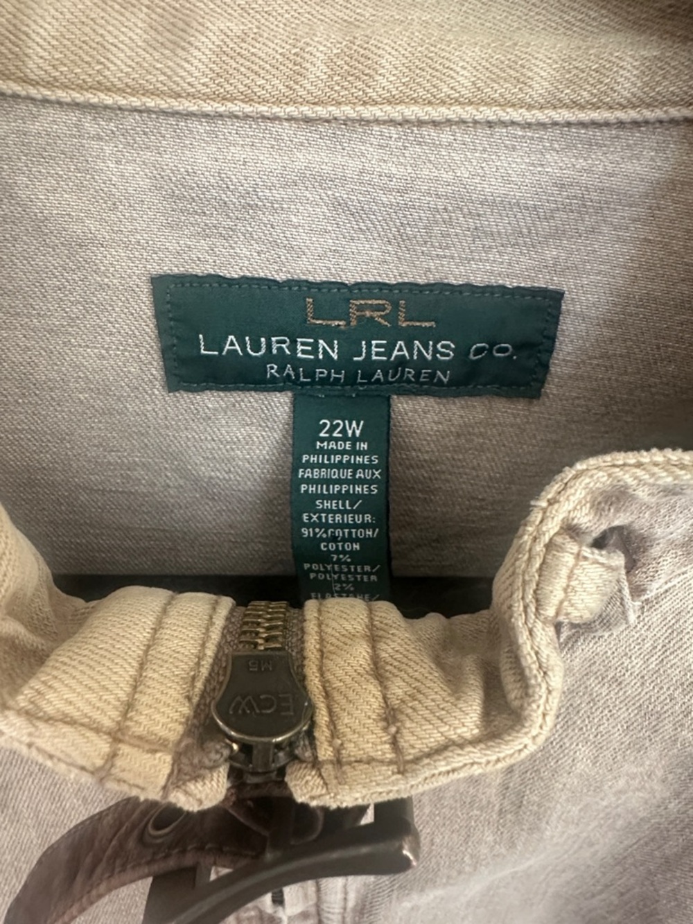 Lauren Jeans Co. Ralph Lauren Tan Denim Jacket 22W - Picture 2 of 6